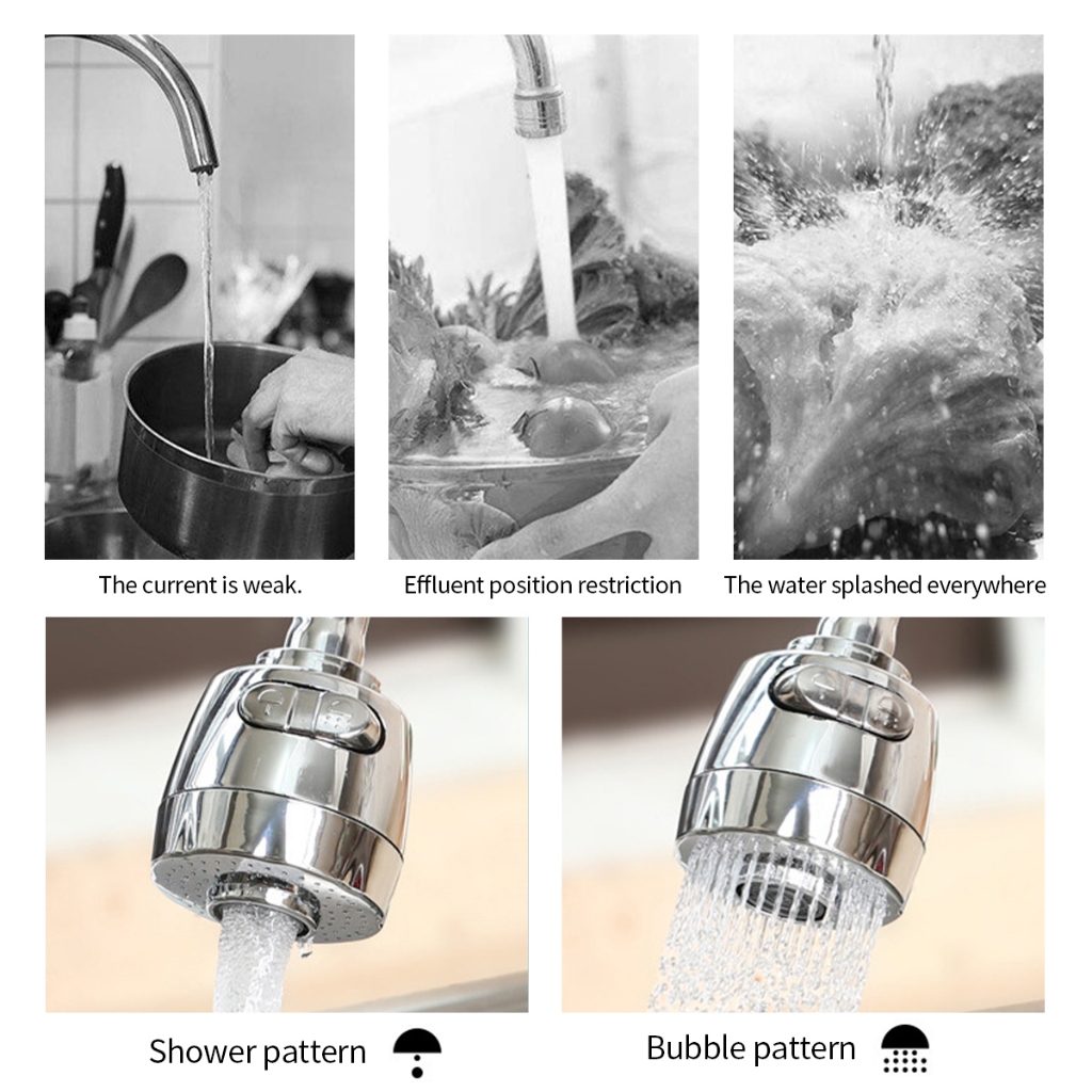 หัวก๊อกน้ำกระเซ็นแบบบูสเตอร์ หมุนได้ 360 องศา ตัวกรองน้ำแบบสากลสำหรับก๊อกน้ำในครัว - รูปที่ 6