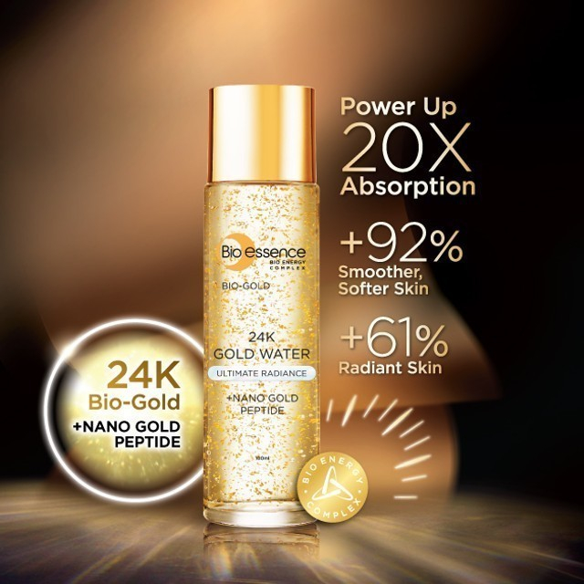 [ขวดใหญ่ 100 มล.] น้ำตบทองคำ ต่อต้านริ้วรอย ผิวชุ่มชื้น Bio-essence Bio-Gold 24k Water [Nano Gold Peptide] 100 ml