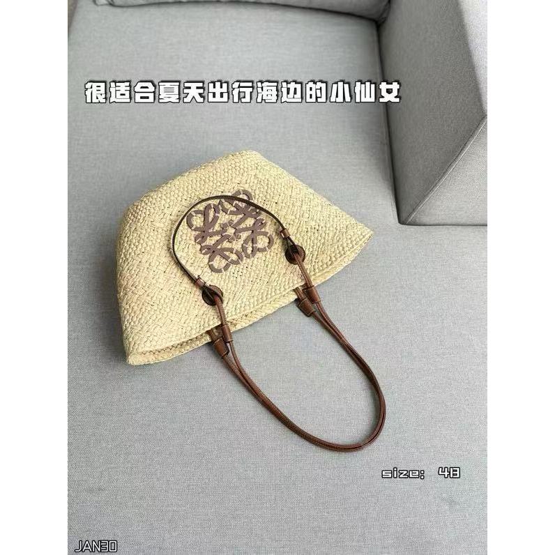 LW Anagram Basket Anagram ฟางถัก Tote กระเป๋าใต้วงแขน กระเป๋าวันหยุด กระเป๋าถือ กระเป๋าสะพาย