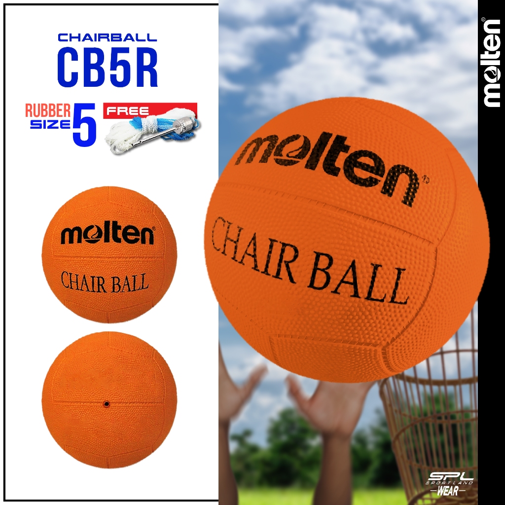 MOLTEN ลูกแชร์บอล แชร์บอลยาง เบอร์ 5 Chairball RB th CB5R OR (390) แถมฟรีเข็มสูบ + ตาข่ายใส่ลูกบอล