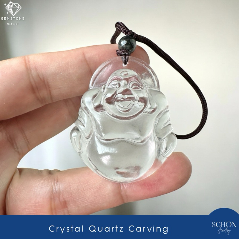 จี้พระสังกัจจายน์ แก้วโป่งข่าม แก้วจุยเจียหรือเขี้ยวหนุมาน แกะสลักงานมือ จี้พร้อมสร้อยคอ ปรับระยะได้