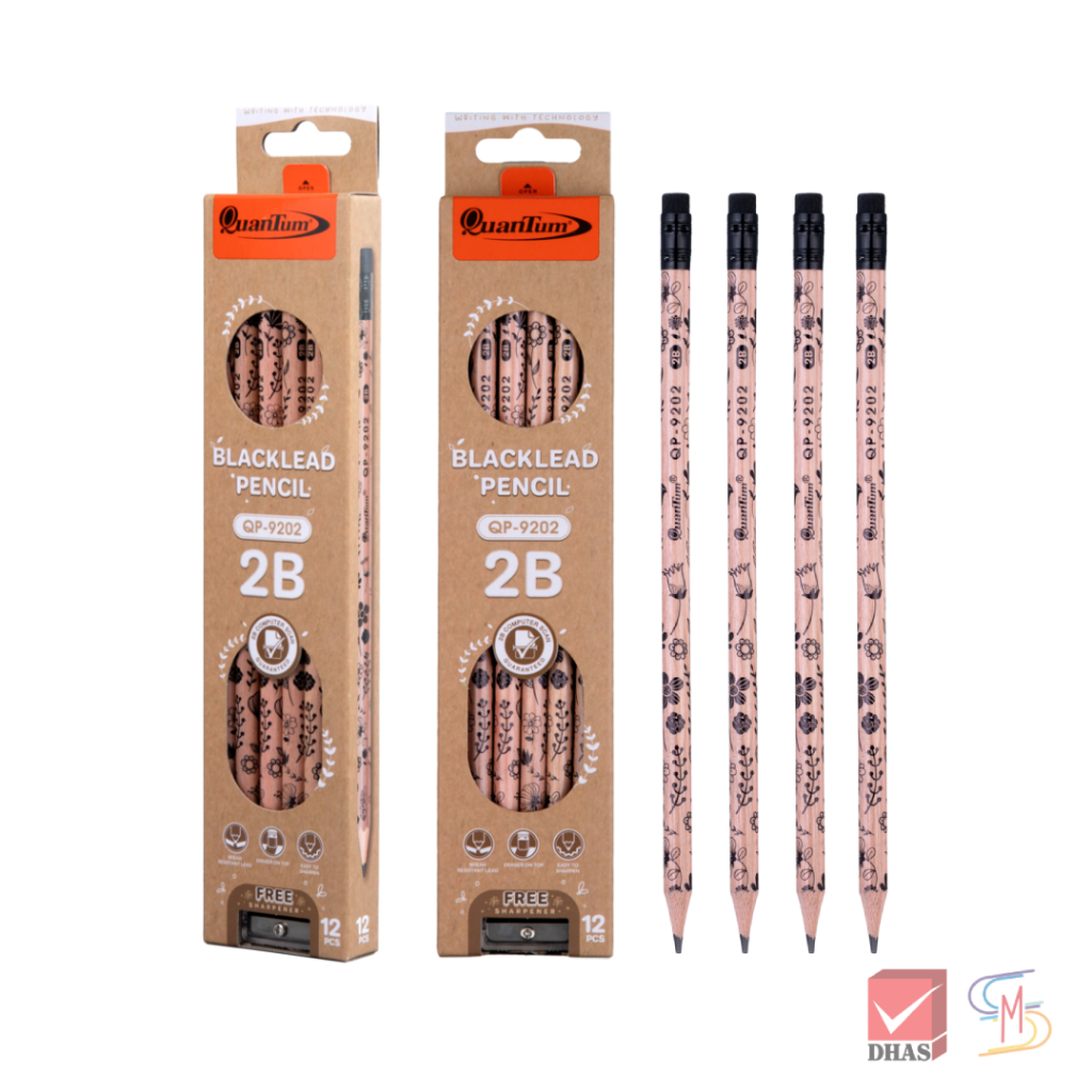 Quantum ดินสอ ดินสอดำ 2B QP9202 จำนวน 4 แท่ง / 12 แท่ง