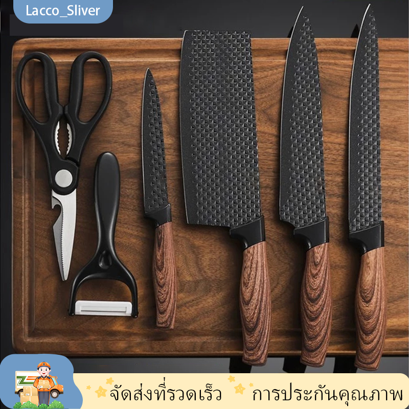 KoKuBa พร้อมส่ง ชุดมีดทำครัว 6 ชิ้น สแตนเลสพรีเมียม มีดคมทน ใช้งานอเนกประสงค์ มีดทำครัว มีดสแตนเลส ชุดมีดทำอาหาร