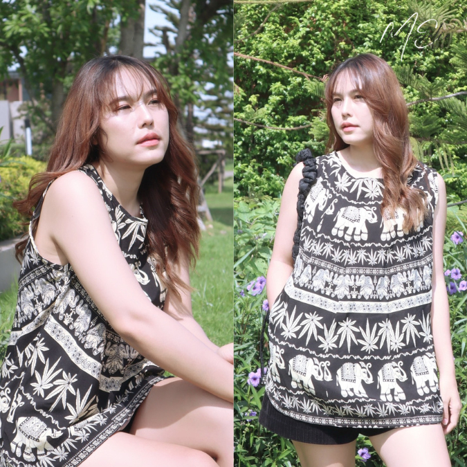 Madelie' เสื้อแขนกุดช้าง ผ้าใส่สบาย มีกระเป๋าเสื้อ พร้อมส่ง อ่านรายละเอียดให้ดีก่อนสั่งนะคะ🙏🏻🥰