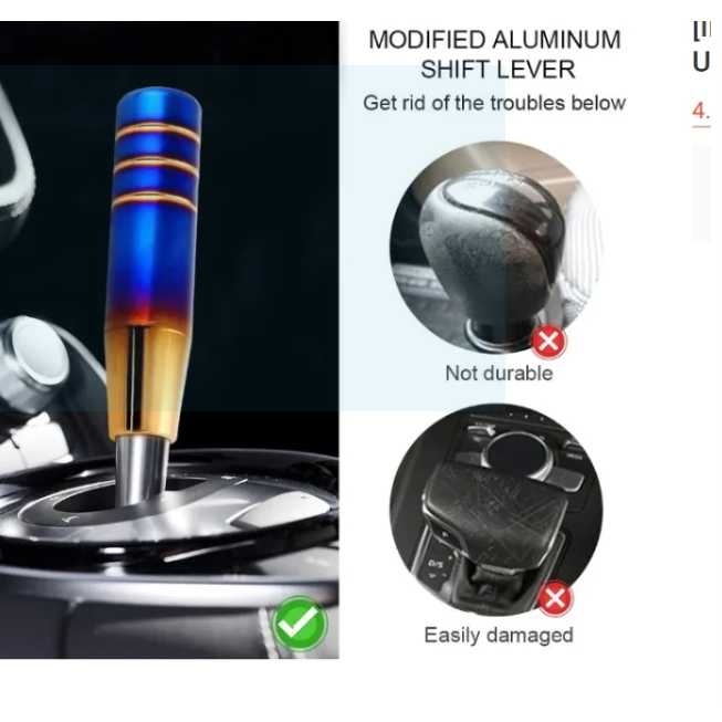หัวเกียร์ หัวเกียร์แต่ง หัวเกียร์ หัวเกียร์กระปุ๊ก ออโต้แบบขัรบันได หรือไม่มีปุ่มกด หัวเกียร์ไทเท 17 ซม. - รูปที่ 4