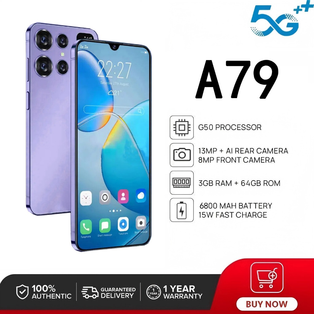 สมาร์ทโฟน A79 5G โทรศัพท์ Android หน้าจอ 6.7 นิ้ว 16GB+512GB 6800mAh รองรับ 2 ซิมการ์ด COD