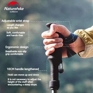 Naturehike ไม้เท้าเดินป่า คาร์บอนไฟเบอร์ พับ 5 ท่อน อัลตร้าไลท์ อลูมิเนียมอัลลอย เดินป่า แคมปิ้ง