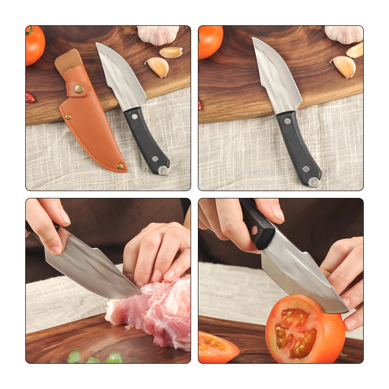(สินค้าพร้อมส่ง) มีดปลายแหลม มีดทำครัว มีดทำอาหาร มีดเดินป่า หั่น ซอย แล่ แถมกระเป๋าใส่มีด - รูปที่ 6