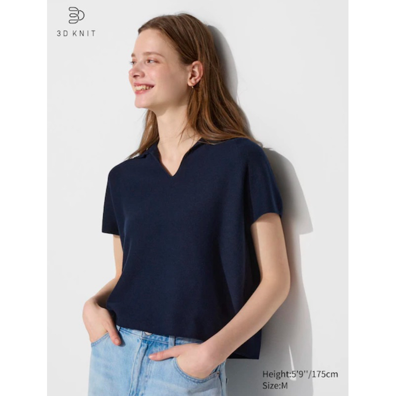 uniqlo knit polo navy size XL