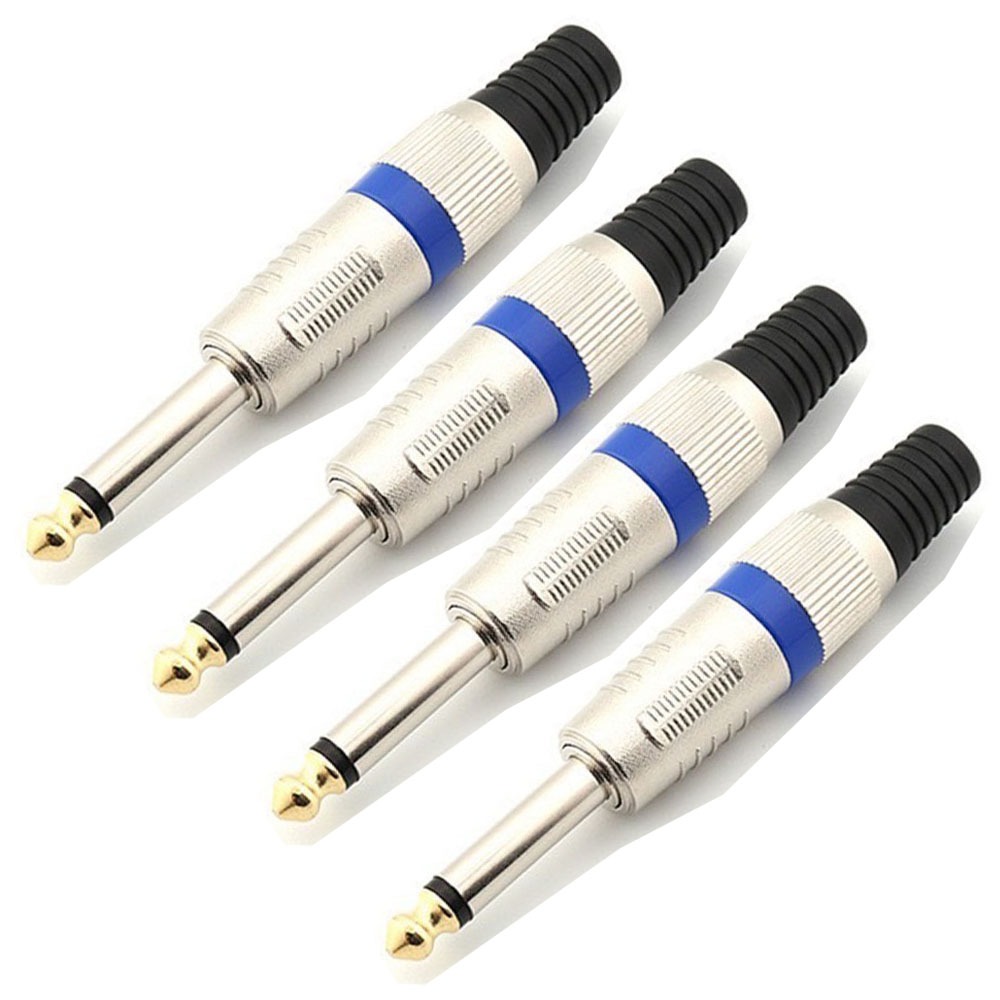 แพ็ค 4 อัน🎤🔌 ปลั๊ก MIC MONO 6.35MM คุณภาพสูง ปลั๊กไมค์ / แจ็คไมค์ MONO แบบเหล็ก แข็งแรง ทนทาน คาดสีสวยงาม ✨ สีน้ำเงิน