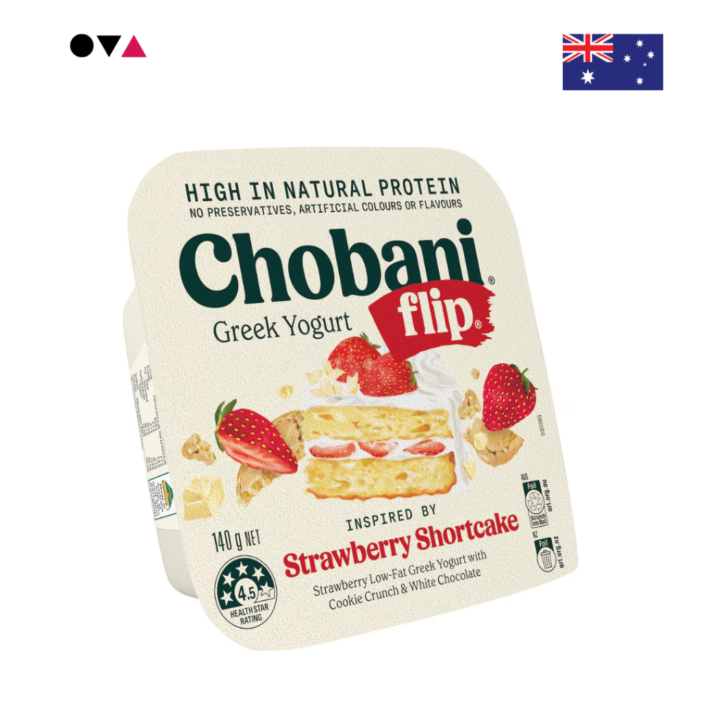 Chobani Flip Greek Yogurt Strawberry Shortcake 140g กรีก โยเกิร์ต รสสตรอว์เบอร์รี จากออสเตรเลีย