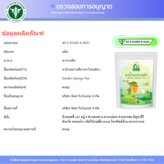 ชาน้ำนมราชสีห์ ตราไร่กฤติยา (Garden Spurge Tea, ผักโขมแดง)