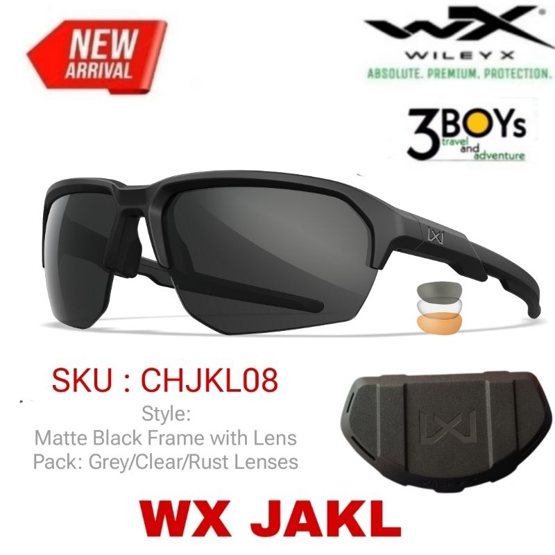 New📌📌 Wiley X รุ่น Jakl ชุด3เลนส์ CHJKL08 แว่นกันแดด ยุทธวิธี กันสะเก็ด Safety เปลี่ยนเลนส์ได้ น้ำหนักเบา ใส่สบาย ของแท้