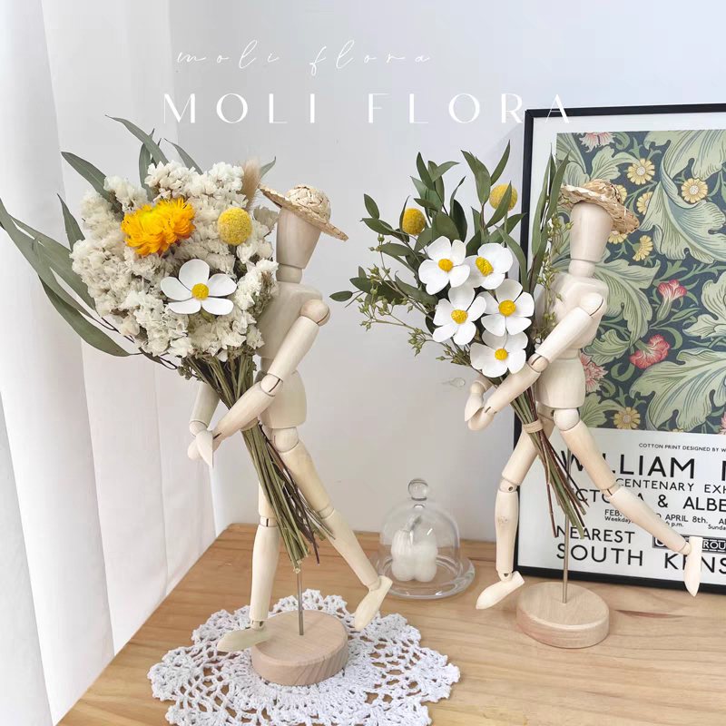 ชีวิตนิรันดร์ช่อหุ่นกระบอกร่วมคนกอดดอกไม้ห้องนั่งเล่นตกแต่งบ้าน ins ดอกไม้แห้งประดับดอกไม้จริงอากาศแห้งธรรมชาติ ของขวัญ