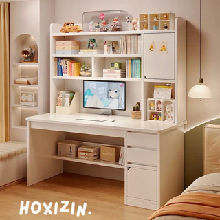 โต๊ะทำงานมีชั้นวางของ โต๊ะคอมพิวเตอร์ เขียนหนังสือ Computer Desk สวยมินิมอล ไม้คุณภาพดี แข็งแรง
