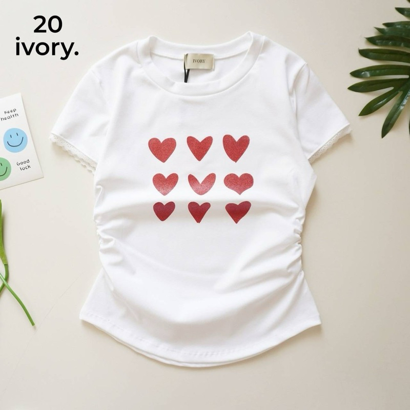 VV19-VV16-IVORYเสื้อผ้ายูนิแขนสั้นคอกลม กระชับพอดี เกาหลี ป้ายIVORY