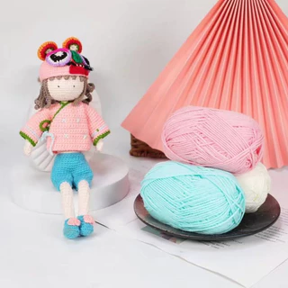 ไหมพรมคอตตอนนม 4ply milk cotton yarn น้ำหนัก50กรัม สีสวยครับ สบายและอ่อนนุ่ม พร้อมส่งจากไทย
