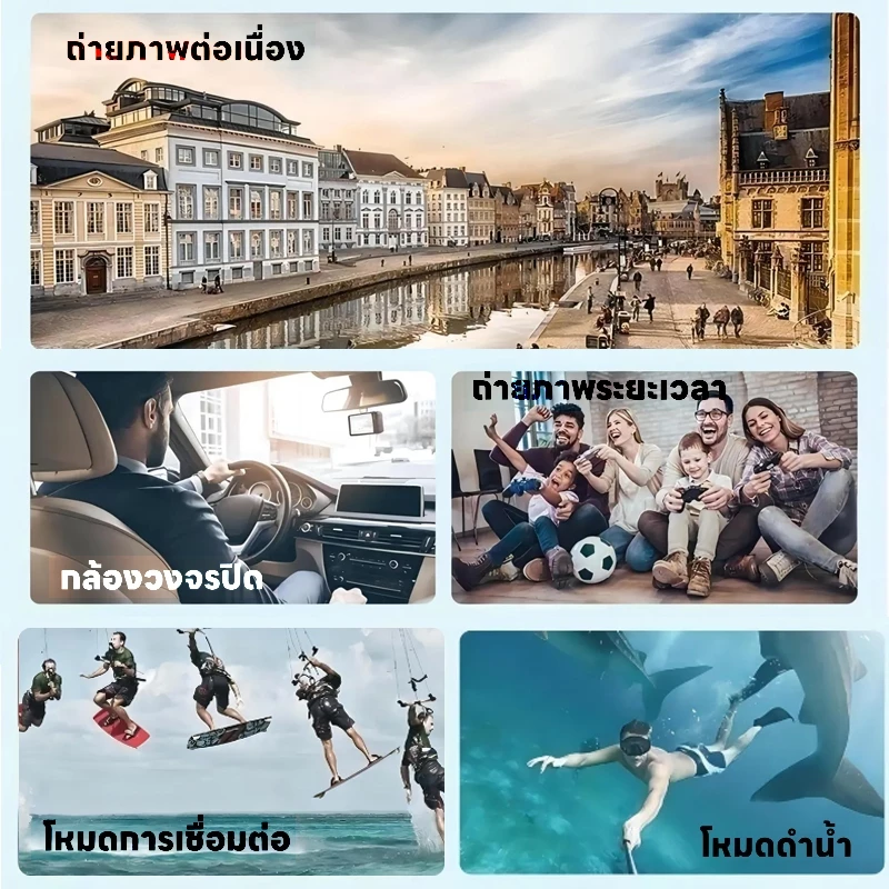 Action Camera กล้องโกโปร กล้องดำน้ำ 30M หน้าจอสัมผัส WiFi 5K 30fps Full HD กล้องแอคชั่น หน้าจอคู่ กล้องติดหมวก พร้อมรีโม thumbnail 9