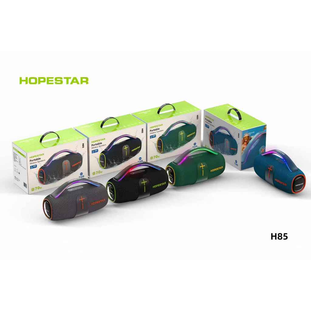 Hopestar H85 ลำโพงบลูทูธ 70W ลำโพง2 ดอก พร้อมไฟ RGB แบบพกพา รุ่นใหม่2025
