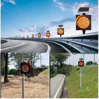 PERDKPAPA ไฟกระพริบโซล่าเซลล์ 30cm Solar Cell 90LED ไฟกระพริบ สีเหลือง ใช้ได้ทั้งกลางวันกลางคืน
