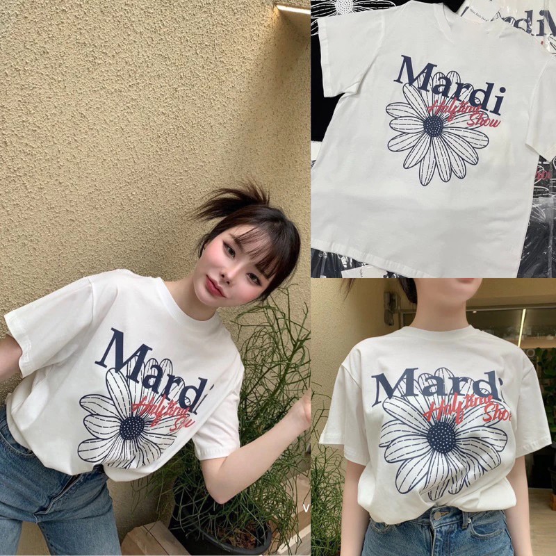 (พร้อมส่ง)mardi Mercredi Top”เสื้อยืดสุดฮิต พิมพ์ลายน้องหมา กำลังฮิตสุดๆลายน่ารักมากๆตัวเสื้อคอถูกทำ