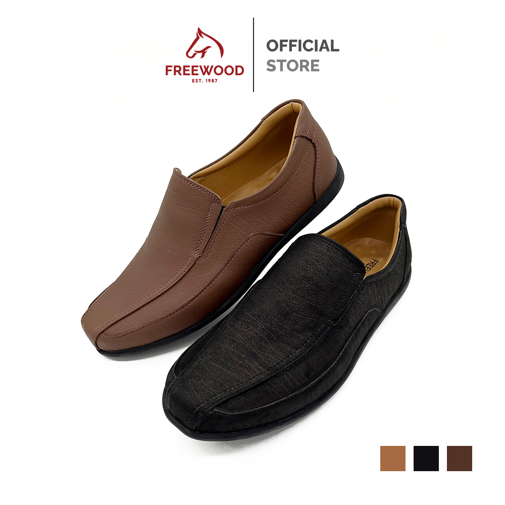FREEWOOD CASUAL SHOES รองเท้าลำลองผู้ชาย หนังแท้ รุ่น 79-632 สีดำ / สีน้ำตาล / สีแทน ( BLACK / BROWN / TAN )