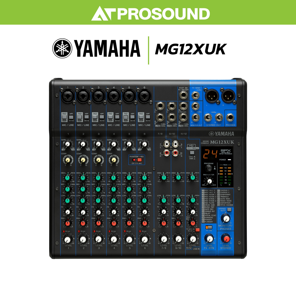 YAMAHA MG12XUK อนาล็อกมิกเซอร์ 12 ช่อง เสียบไมค์ได้ 6 ช่อง มีเอฟเฟค ของแท้ ประกันศูนย์ไทย ATProsound