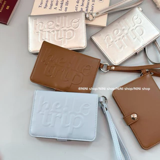 [พร้อมส่งในไทย] Passport Holder - ปกพาสปอร์ต hello trip สไตล์มินิมอล พร้อมสายคล้อง