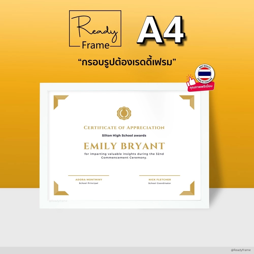 ReadyFrame I กรอบรูป A4 กรอบเกียรติบัตร กรอบใส่ทะเบียนสมรส I Modern Picture Frame Size A4