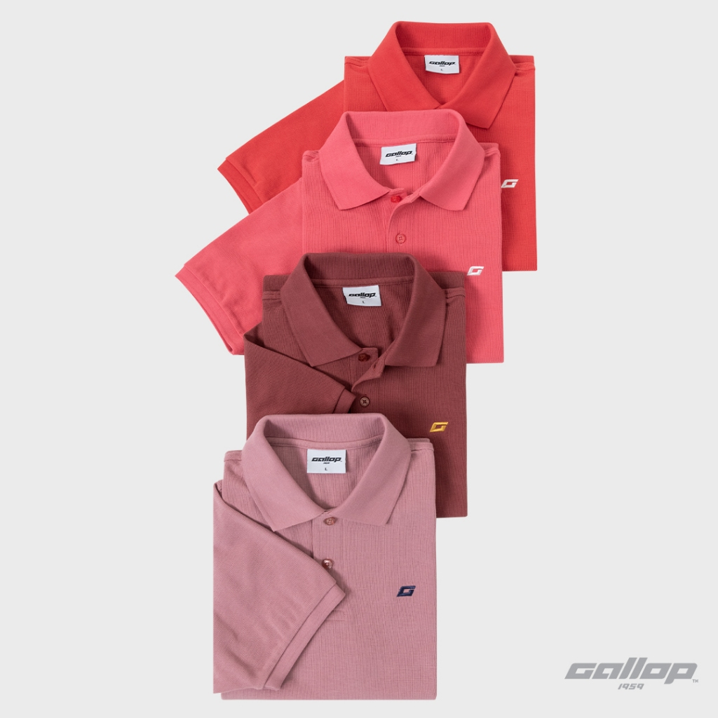 GALLOP : WRINKLE FREE WAFFLE POLO เสื้อโปโลผ้าวาฟเฟิลผู้ชาย รุ่น GP9062 Set CELLAR Color / ราคาปกติ 1290.-