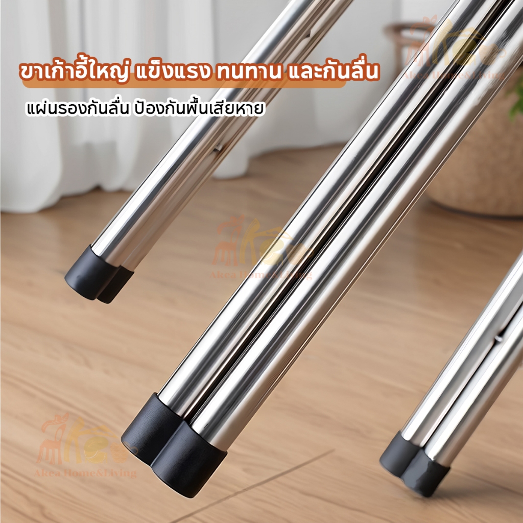 เก้าอี้กลมสแตนเลส เก้าอี้สี่ขาคู่ พร้อมยางรอง กันลื่น ทนเสียดสี ซ้อนกันได้ - รูปที่ 7