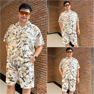 Amtar ชุดเซ็ต Plus size เสื้อกางเกงฮาวายผ้าไหมอิตาลี เสื้อผ้าไซส์ใหญ่ สาวอวบ คนอ้วน