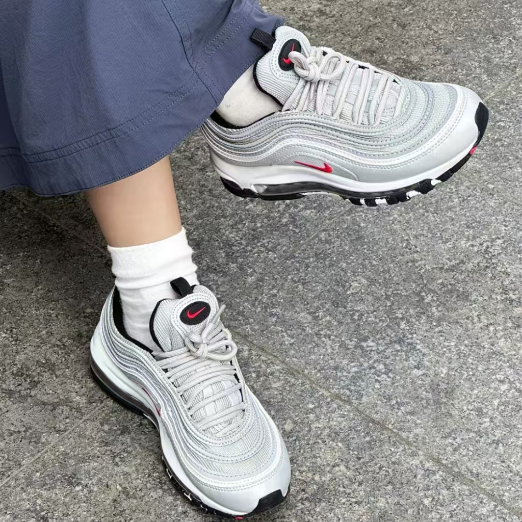 ❤️🚛รอพรีออเดอร์❤️Nike Air Max 97 Triple White Black Silver  รองเท้าผ้าใบลำลอง Unisex 💯%