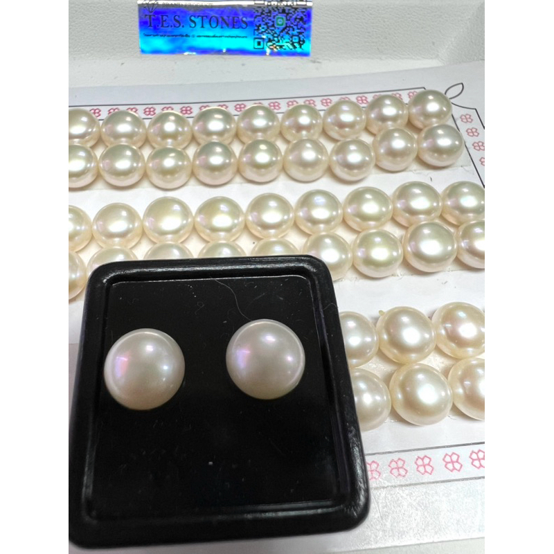 คู่ละ 79 บาทไข่มุกน้ำจืดแท้ ทรงกลม  เจาะ 1 รู   Freshwater Pearl Round shape with single hole .updat