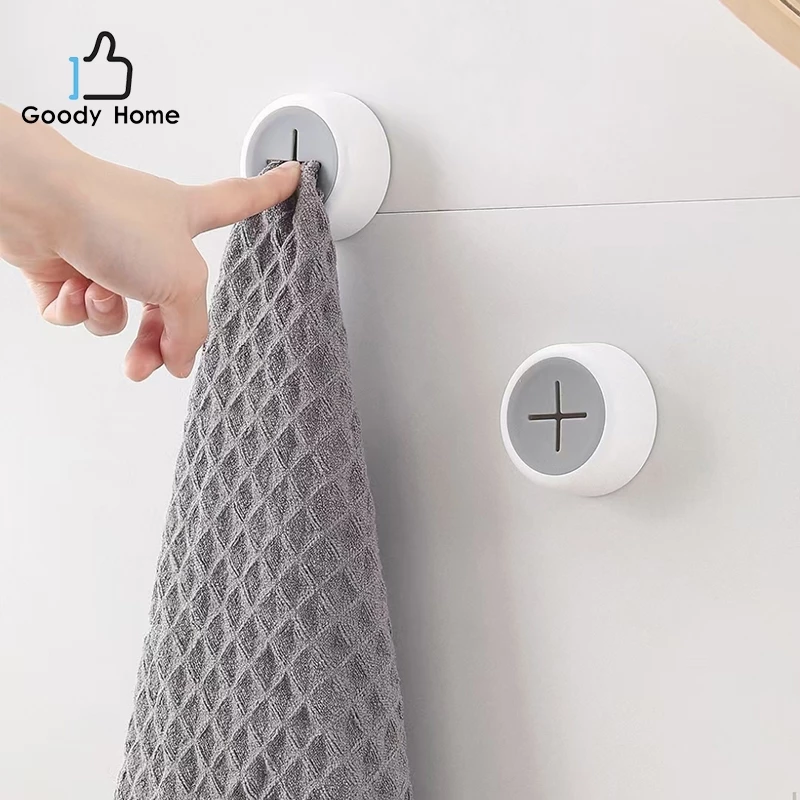 Goody Home ที่แขวนผ้าขนหนู ผ้าเช็ดมือ (แบบหนีบ) พร้องสติ๊กเกอร์ติดผนัง