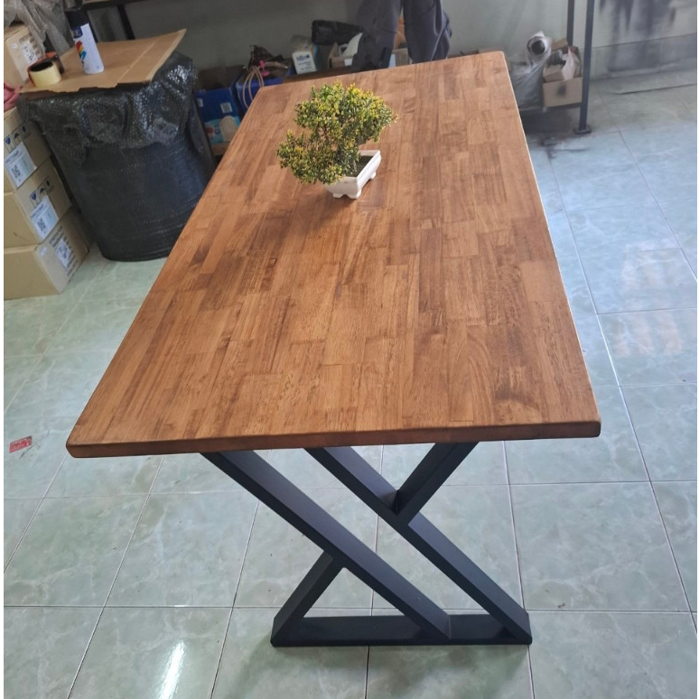 MPT2Wood-Steel โต๊ะคอม ออฟฟิศ กินข้าว ทำงาน เกมส์มิ่งใช้วางของ ทำจาก ไม้จริงประสาน สีวอลนัท ขาเหล็กสีดำ แข็งแรง ทนทาน