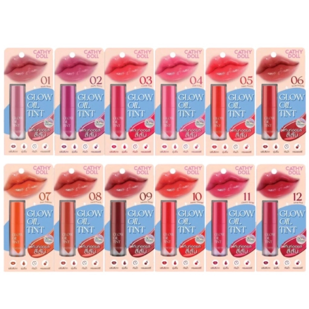 ลิปโกลว์ออยล์ทินท์ Cathy Doll Glow Oil Tint ( มีให้เลือก 12 สี )