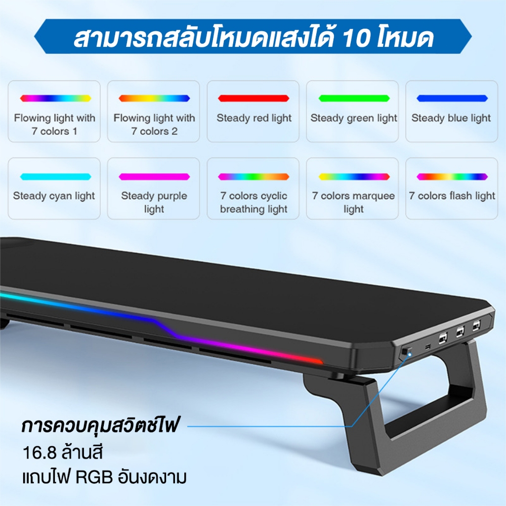 พร้อมการชาร์จแบบไร้สาย ที่วางจอคอม USB ปรับความสูงได้ รองรับการเชื่อมต่อUSB TypeC ชั้นวางจอคอม ที่วางมอนิเตอร์ แท่นวางจอ