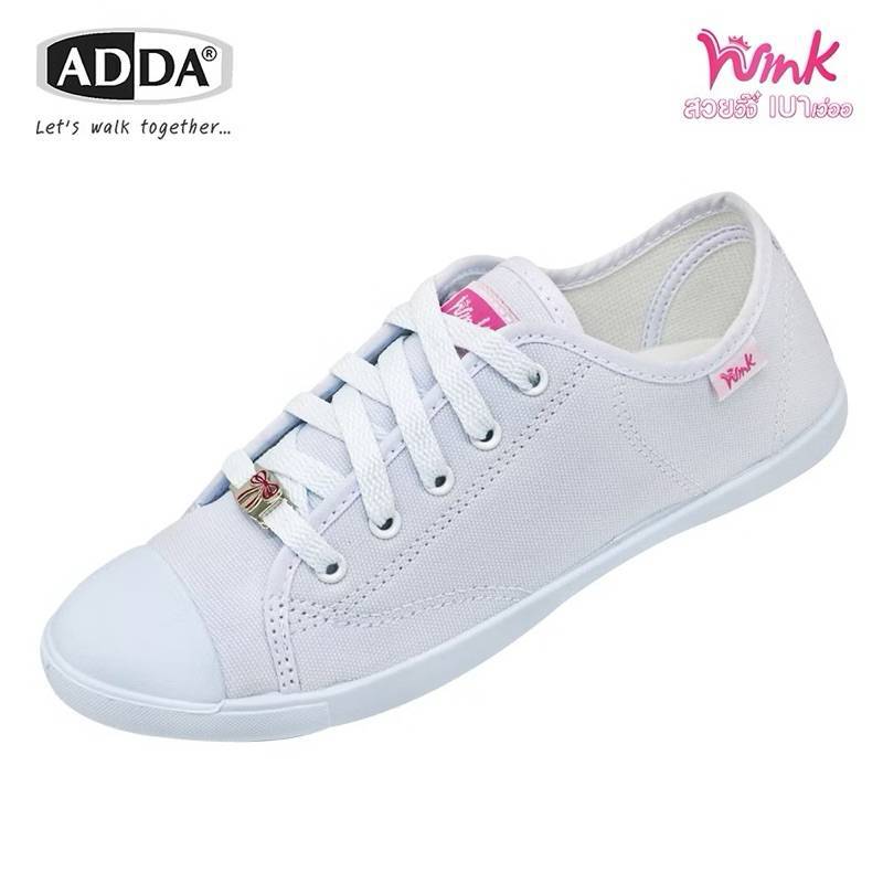 VIDVIEW !!ลดสนั่น!! รองเท้าผ้าใบ Adda 41H04, 41H20 นักเรียนสีขาว พละผูกเชือก wink