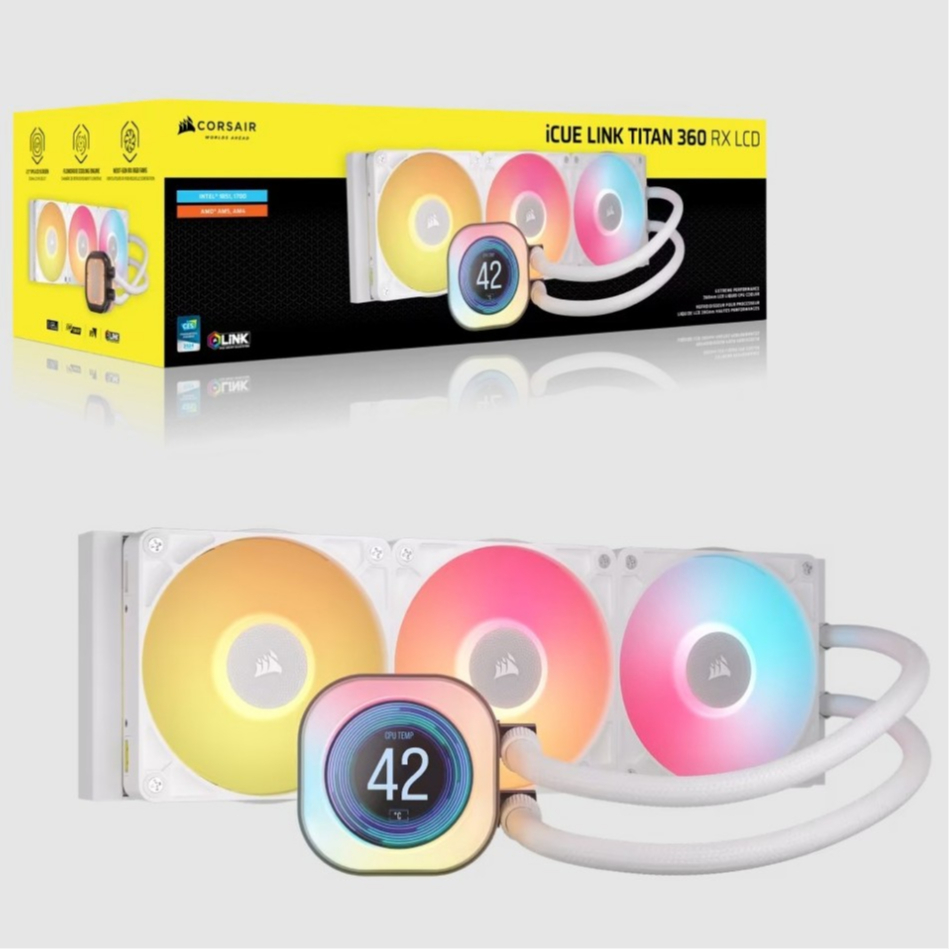 CORSAIR iCUE LINK TITAN 360 RX LCD RGB WHITE LIQUID CPU COOLER