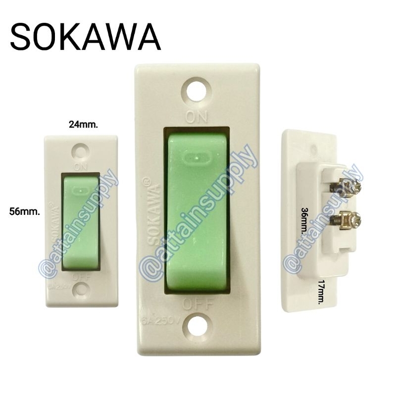 🔥แพ็ค1ชิ้น🔥สวิทช์ฝัง SOKAWA 6A-250V./แบบเดี่ยว สวิทช์ไฟผนัง สวิทช์ยึดพนัง สวิทช์หลังเต่า🚀จัดส่งเร็ว🚀มีสินค้าพร้อมส่งนะคะ