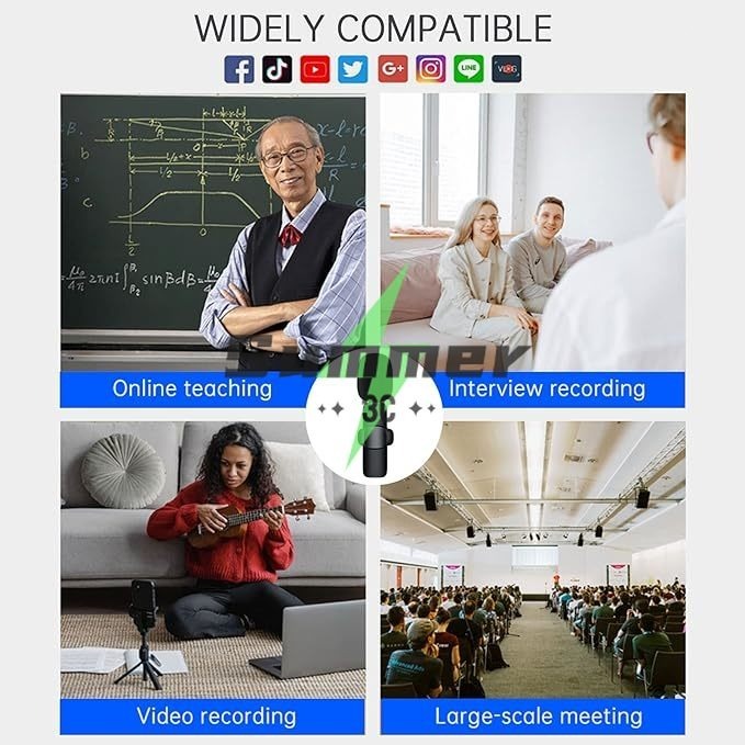 Summer มโครโฟนไร้สายแบบติดปกเสื้อสำหรับ iPhone/Android ไมโครโฟนแบบติดปกเสื้อขนาดเล็กสำหรับการบันทึกวิดีโอ การสัมภาษณ์