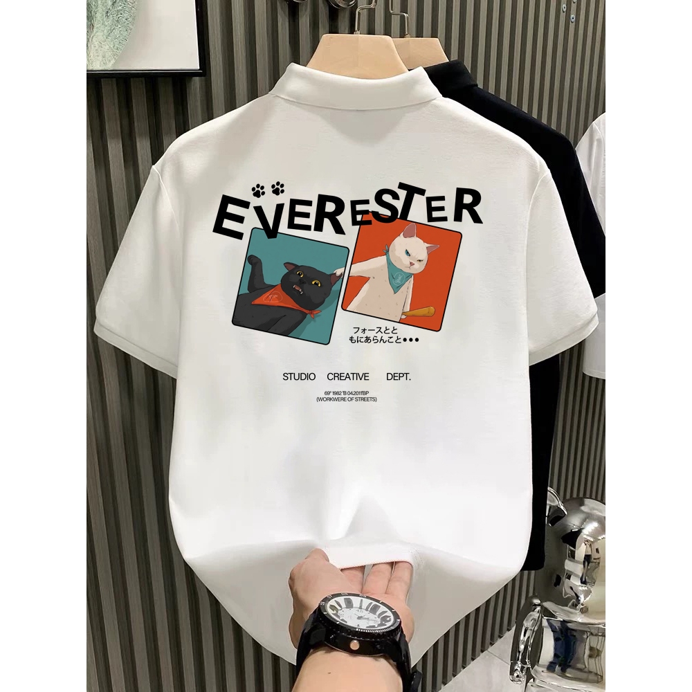 Basi💥POLO คอปก เสื้อโปโลผู้ชาย ลาย Cat นุ่ม และระบายอากาศ ไม่หดตัวลาย เกรดพรีเมียม ผ้า 📦พร้อมส่ง
