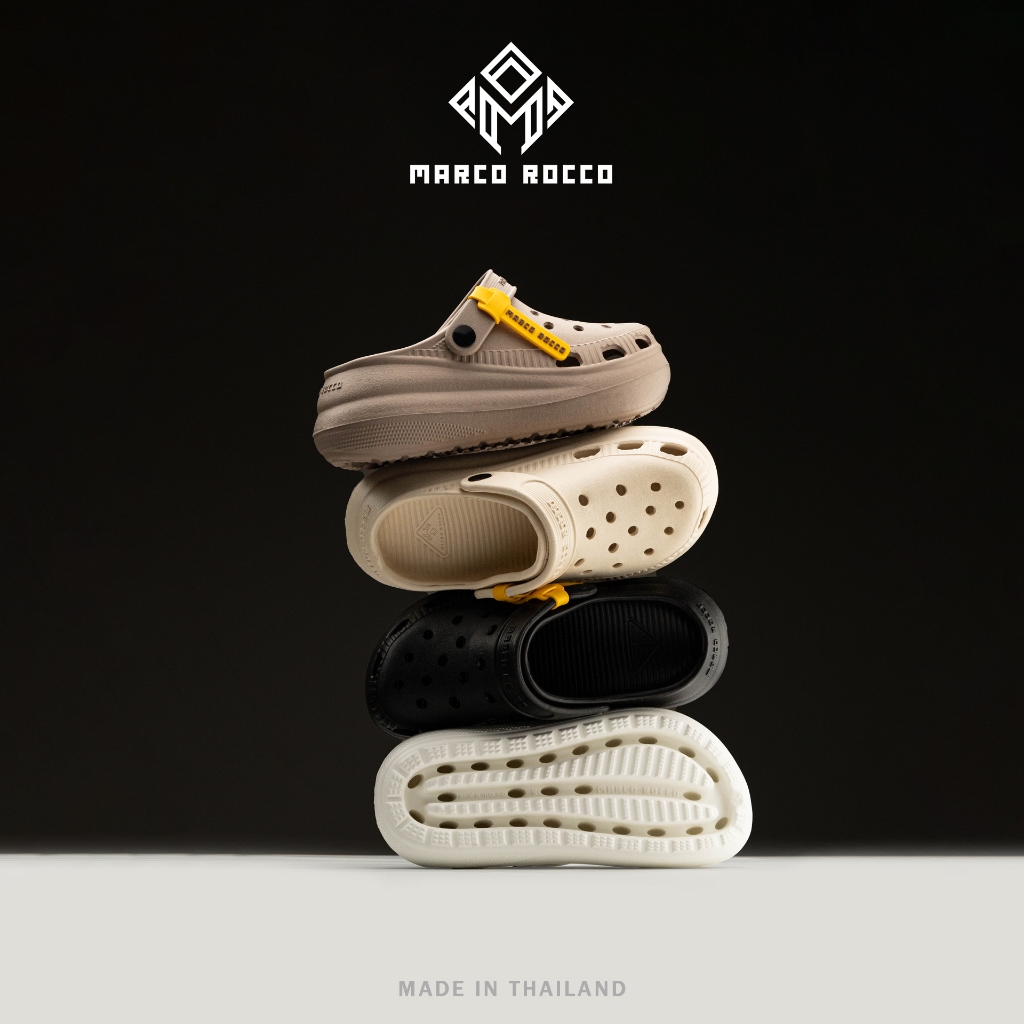 Marco Rocco รองเท้าแตะ รองเท้าหัวโต ขาว 5cm พื้นหนา กันลื่น กันน้ำ ทนต่อการสึกหรอ  เหมาะกับฤดู MR8026