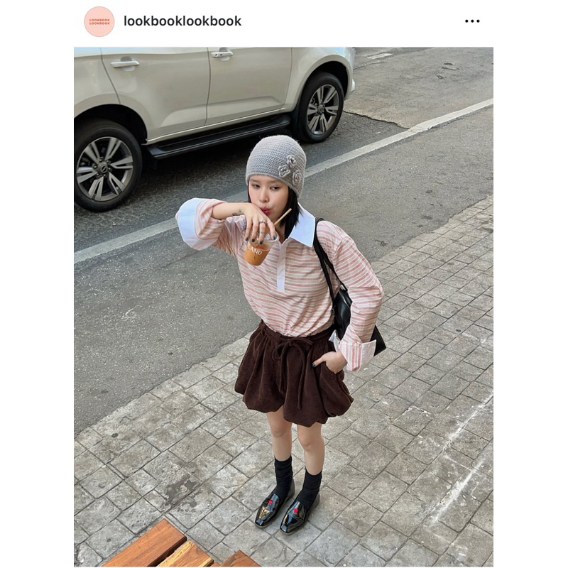 ส่งต่อ lookbooklookbook rugby shirt เสื้อแขนยาวสีPink strip