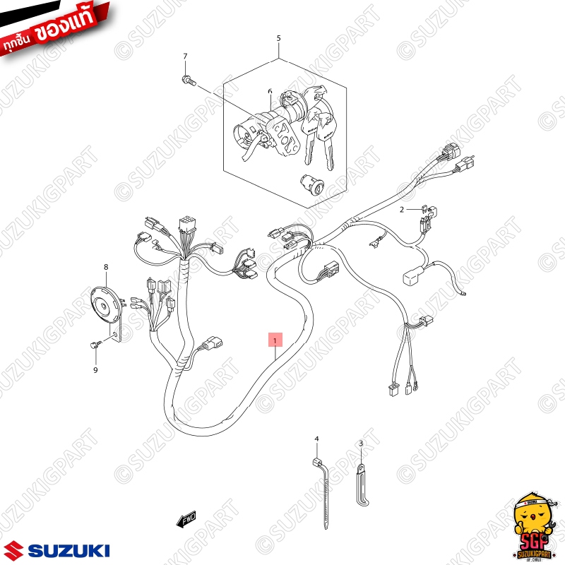 ชุดสายไฟ HARNESS, WIRING แท้ Suzuki Step 125 โฉมใหม่ 2008 ไฟหน้าโค้ง ดิสก์เบรคหน้า ล้อแม็ก