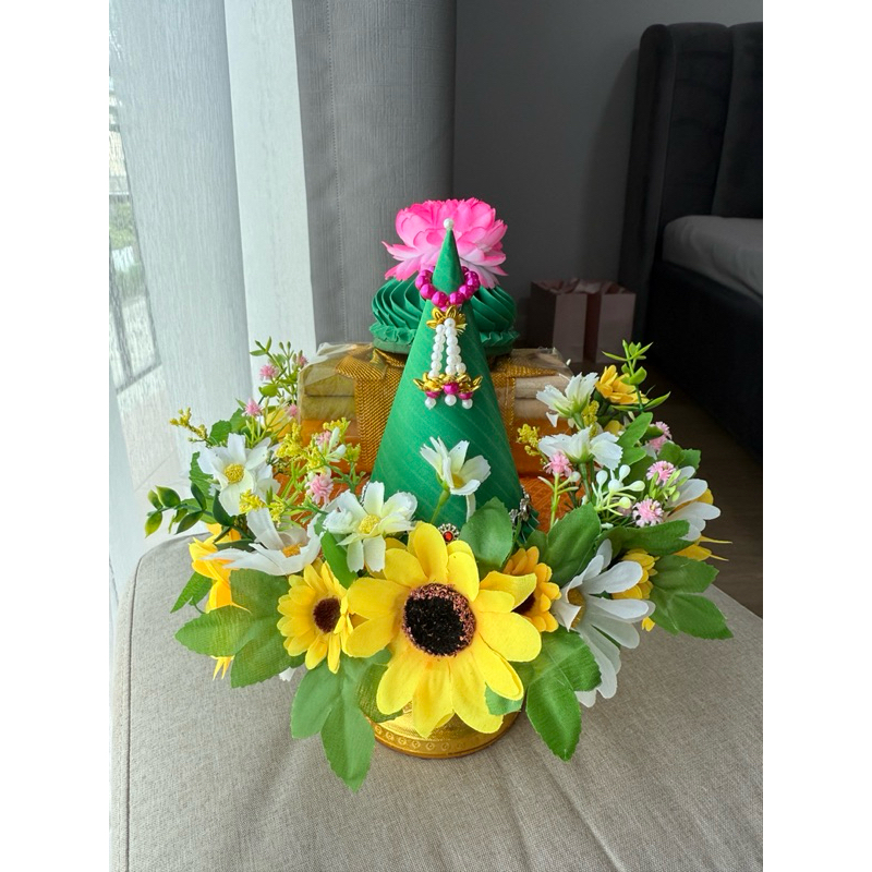 พานธูปเทียนแพ สำหรับขอขมา งานหมั้น ตกแต่งดอกไม้ DIY
