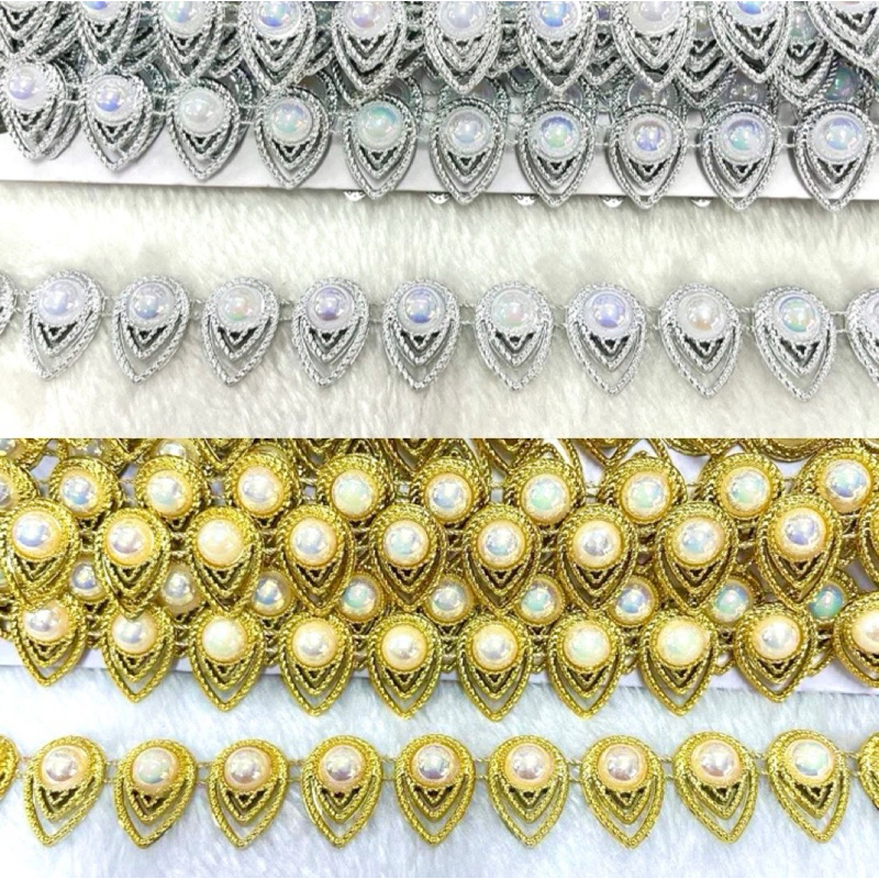 สังวาลย์/เพชรเส้นคัดเกรดดีสีสดสวยราคาต่อ1หลาสีเงิน/ทอง/อุปกรณ์ตกแต่ง สังวาลย์ดอกไม้ DIY ชุดไทย เหรียญโปรยทาน