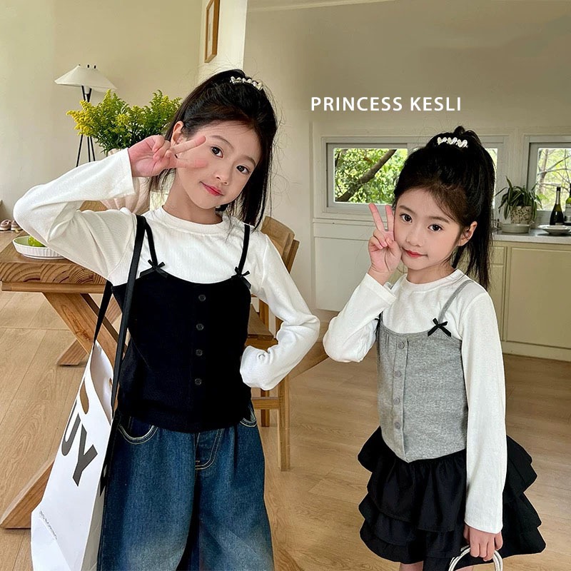 PRINCESS KESLI เสื้อแขนยาวเด็ก เสื้อยืดสไตล์เกาหลีรุ่นใหม่ เสื้อผ้าแฟชั่นแซ่บๆ ลำลองสบายๆ สำหรับเด็กผู้หญิง ฤดูร้อน