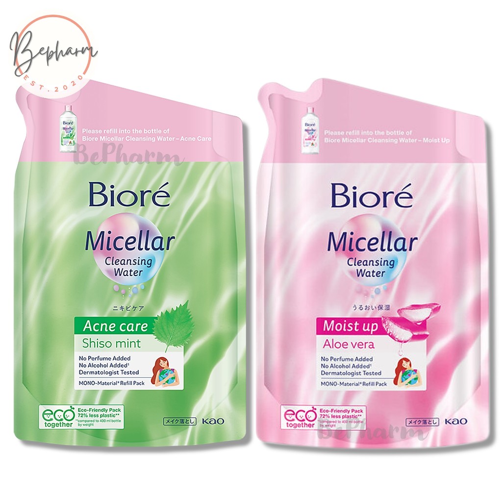 Biore Micellar Cleansing Water 330 ml (ถุงเติม) Acne Care Moist Up บิโอเร ไมเซล่า คลีนซิ่ง วอเตอร์